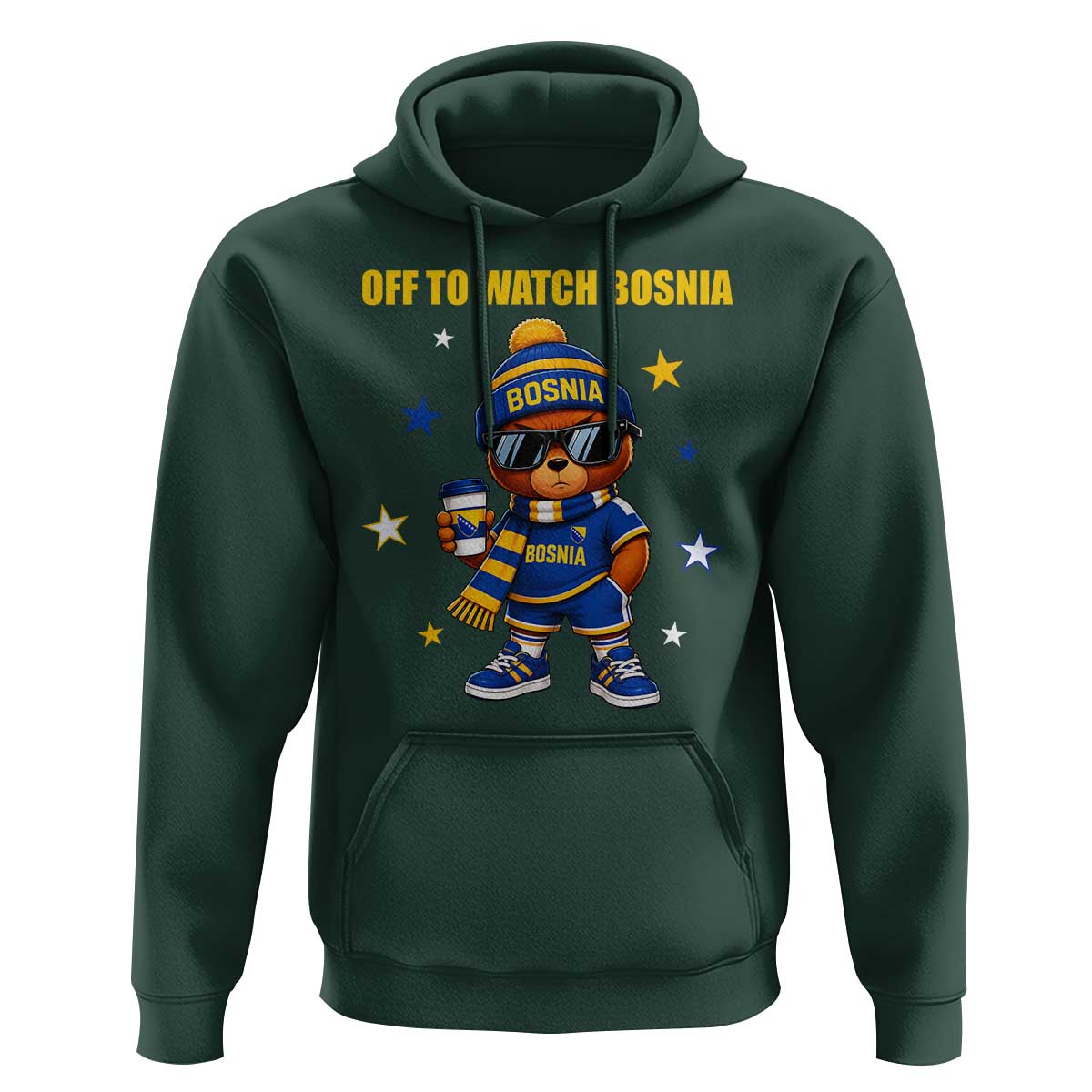 Bosnian Teddy Bear Fudbal Fan Hoodie Off To Watch Bosnia