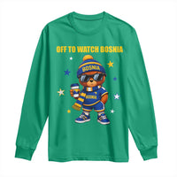 Bosnian Teddy Bear Fudbal Fan Long Sleeve Shirt Off To Watch Bosnia