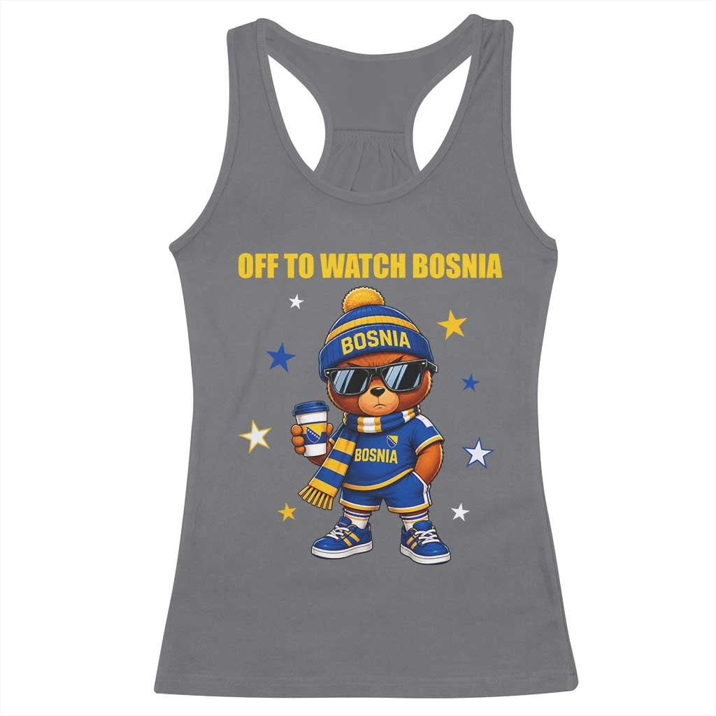 Bosnian Teddy Bear Fudbal Fan Racerback Tank Top Off To Watch Bosnia
