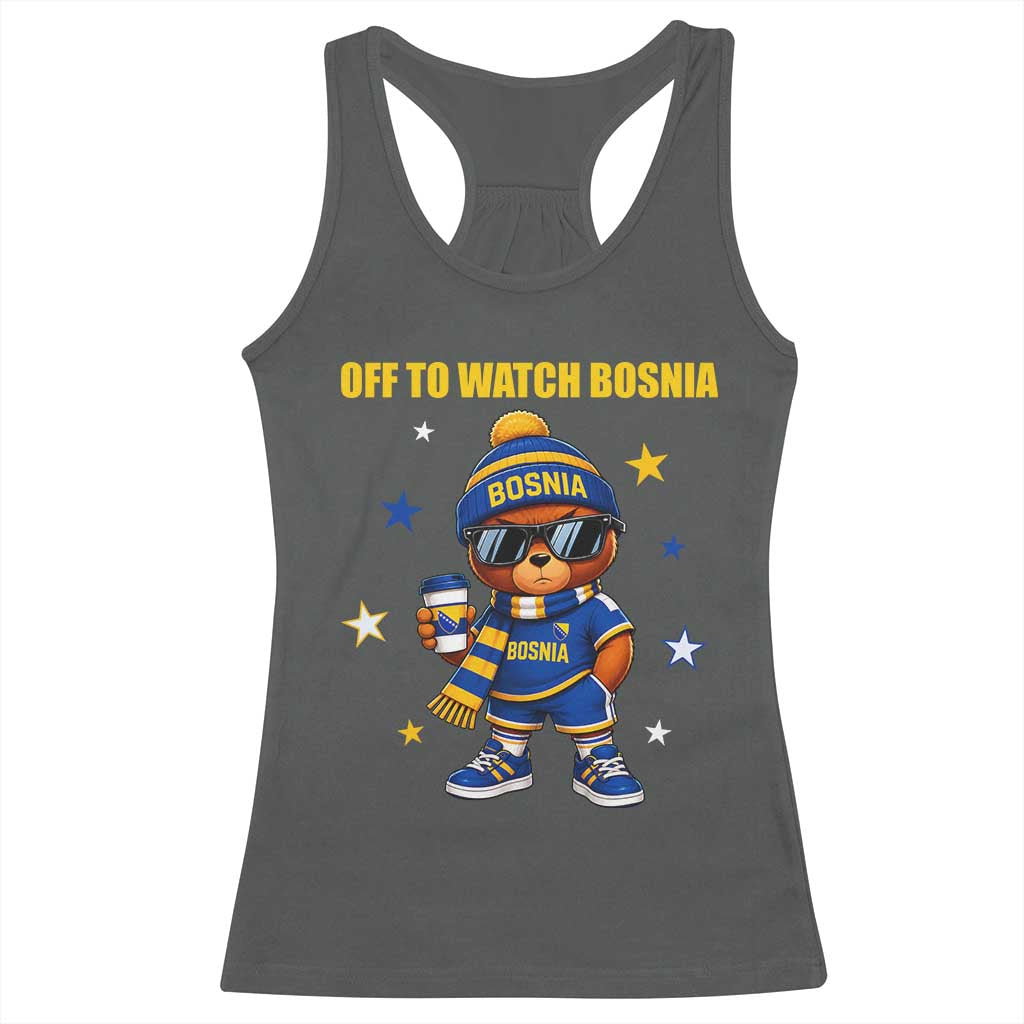 Bosnian Teddy Bear Fudbal Fan Racerback Tank Top Off To Watch Bosnia