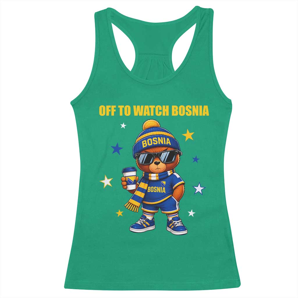 Bosnian Teddy Bear Fudbal Fan Racerback Tank Top Off To Watch Bosnia
