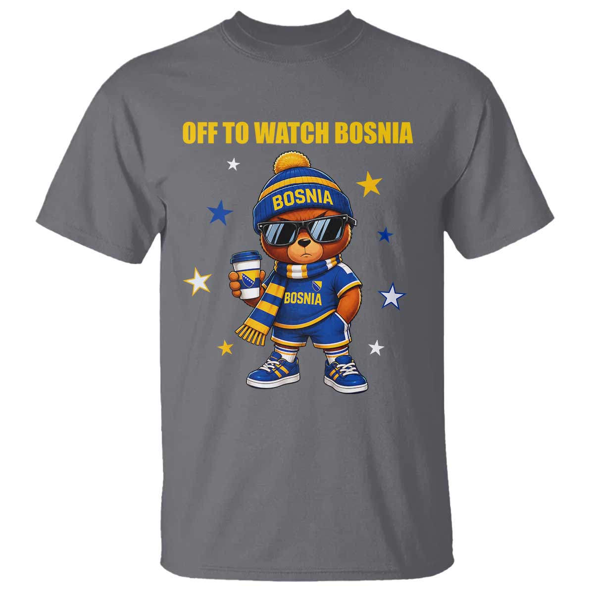 Bosnian Teddy Bear Fudbal Fan T Shirt Off To Watch Bosnia
