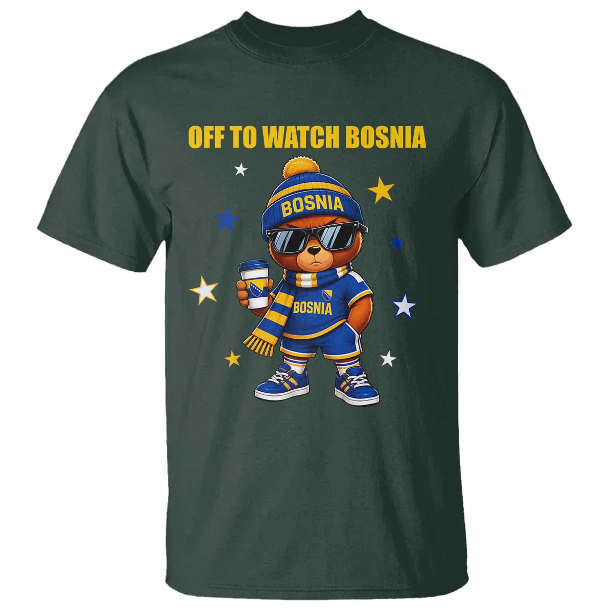 Bosnian Teddy Bear Fudbal Fan T Shirt Off To Watch Bosnia