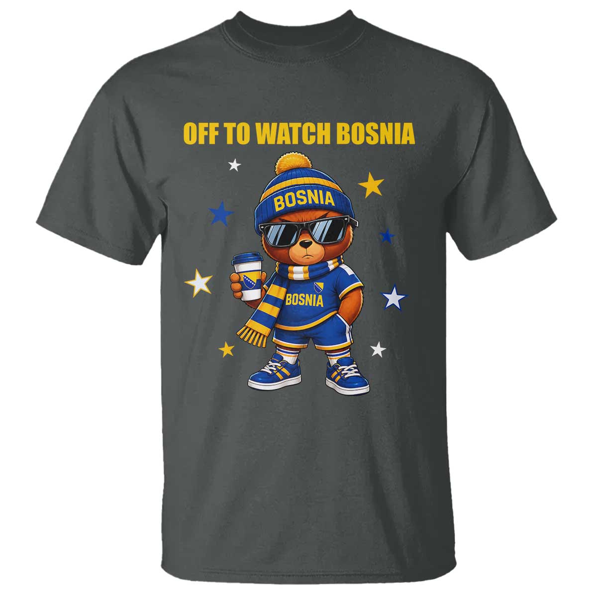 Bosnian Teddy Bear Fudbal Fan T Shirt Off To Watch Bosnia