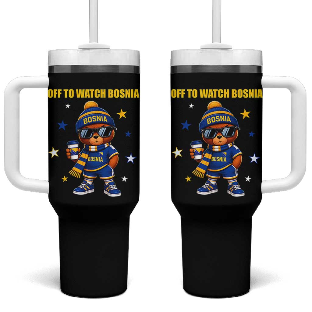 Bosnian Teddy Bear Fudbal Fan Tumbler With Handle Off To Watch Bosnia