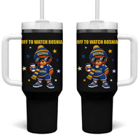 Bosnian Teddy Bear Fudbal Fan Tumbler With Handle Off To Watch Bosnia