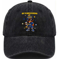 Bosnian Teddy Bear Fudbal Fan Washed Cotton Baseball Cap Off To Watch Bosnia