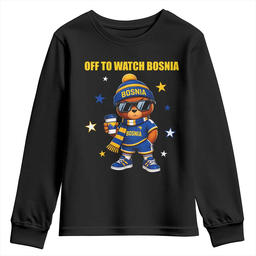 Bosnian Teddy Bear Fudbal Fan Youth Sweatshirt Off To Watch Bosnia