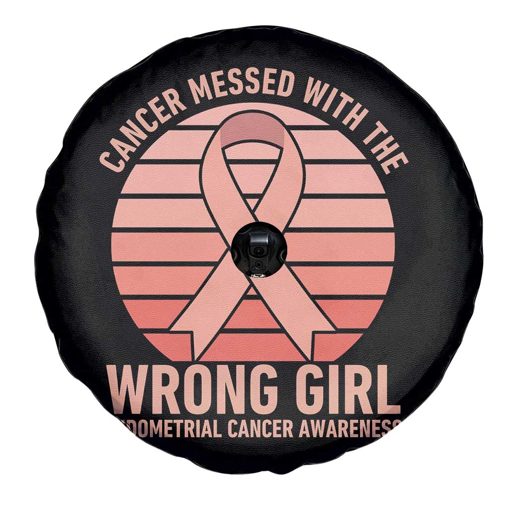 Cancer Messed With The Wrong Girl Spare Tire Cover Endometrial Cancer Warrior