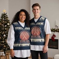 Cancer Messed With The Wrong Girl V-Neck Knit Sweater Vest Endometrial Cancer Warrior