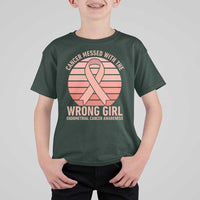 Cancer Messed With The Wrong Girl T Shirt For Kid Endometrial Cancer Warrior