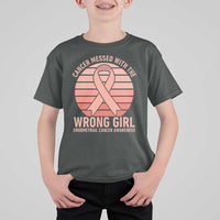 Cancer Messed With The Wrong Girl T Shirt For Kid Endometrial Cancer Warrior