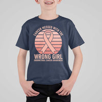 Cancer Messed With The Wrong Girl T Shirt For Kid Endometrial Cancer Warrior