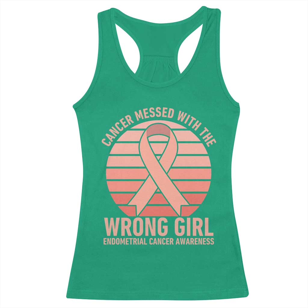 Cancer Messed With The Wrong Girl Racerback Tank Top Endometrial Cancer Warrior
