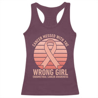 Cancer Messed With The Wrong Girl Racerback Tank Top Endometrial Cancer Warrior