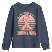 Cancer Messed With The Wrong Girl Youth Sweatshirt Endometrial Cancer Warrior