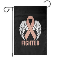 Endometrial Cancer Fighter Garden Flag Peach Ribbon Angel Wings Survivor