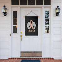 Endometrial Cancer Fighter Garden Flag Peach Ribbon Angel Wings Survivor