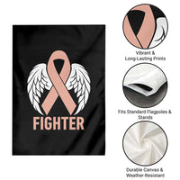 Endometrial Cancer Fighter Garden Flag Peach Ribbon Angel Wings Survivor