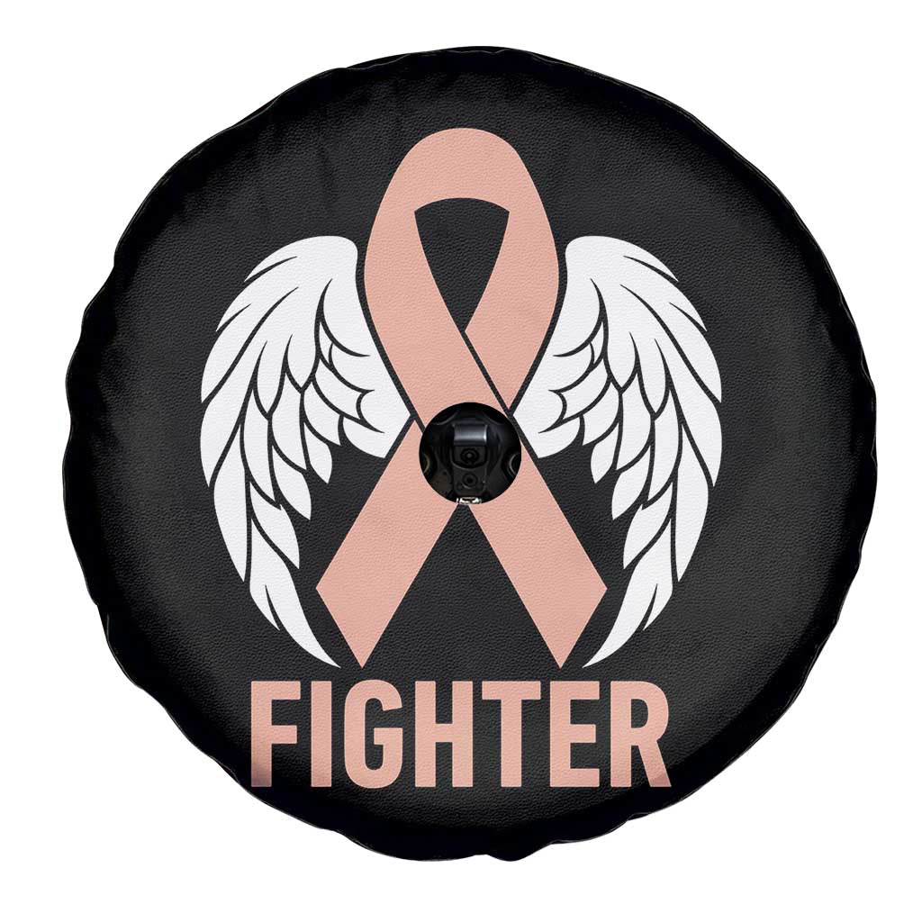 Endometrial Cancer Fighter Spare Tire Cover Peach Ribbon Angel Wings Survivor
