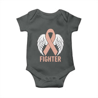 Endometrial Cancer Fighter Baby Onesie Peach Ribbon Angel Wings Survivor