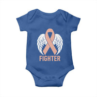 Endometrial Cancer Fighter Baby Onesie Peach Ribbon Angel Wings Survivor