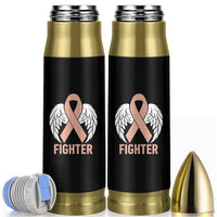Endometrial Cancer Fighter Bullet Tumbler Peach Ribbon Angel Wings Survivor