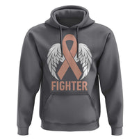 Endometrial Cancer Fighter Hoodie Peach Ribbon Angel Wings Survivor