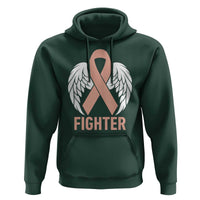 Endometrial Cancer Fighter Hoodie Peach Ribbon Angel Wings Survivor