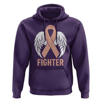 Endometrial Cancer Fighter Hoodie Peach Ribbon Angel Wings Survivor