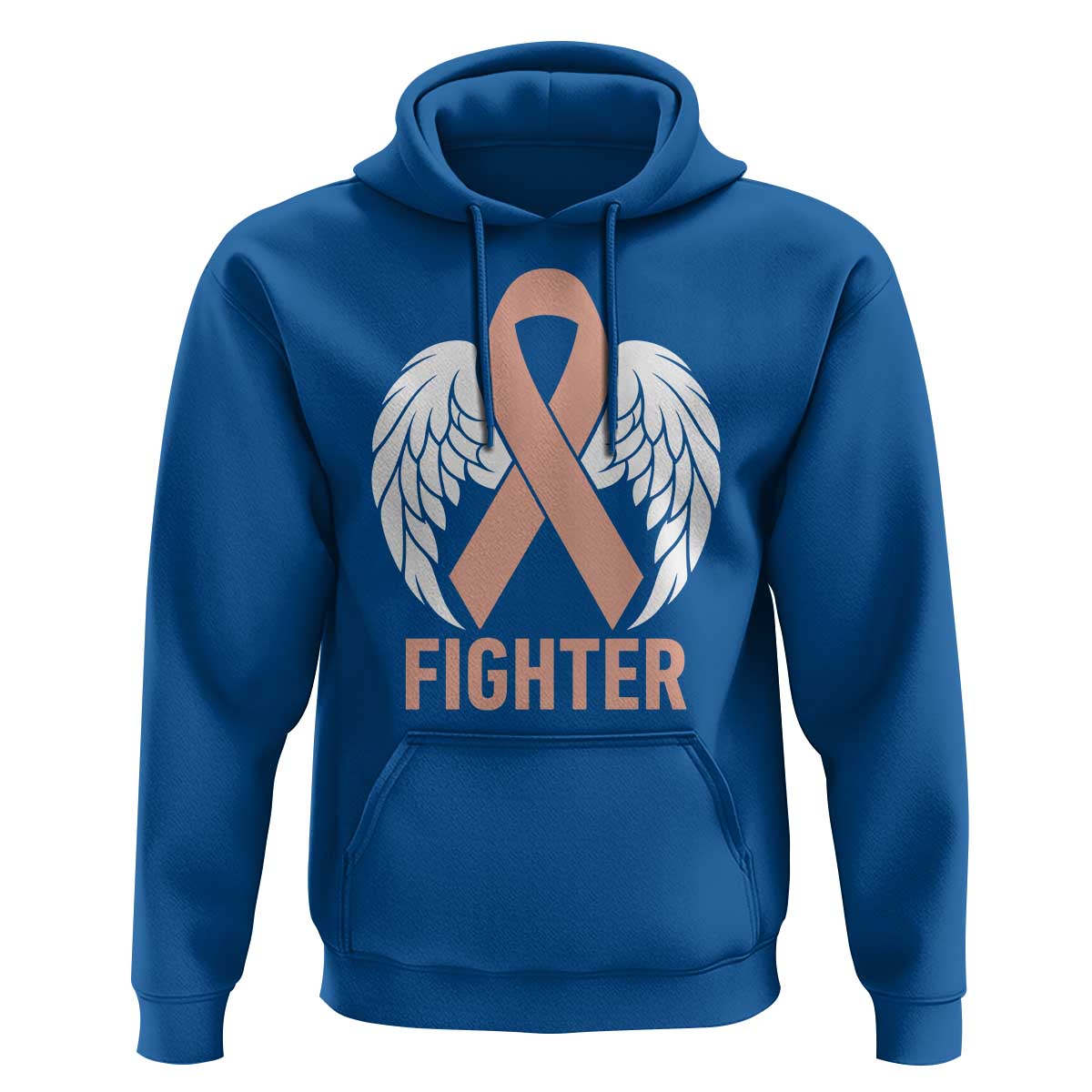 Endometrial Cancer Fighter Hoodie Peach Ribbon Angel Wings Survivor