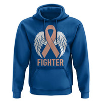 Endometrial Cancer Fighter Hoodie Peach Ribbon Angel Wings Survivor