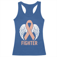 Endometrial Cancer Fighter Racerback Tank Top Peach Ribbon Angel Wings Survivor