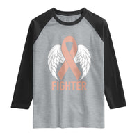 Endometrial Cancer Fighter Raglan Shirt Peach Ribbon Angel Wings Survivor
