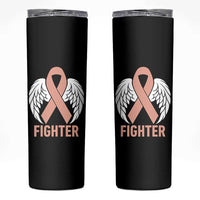 Endometrial Cancer Fighter Skinny Tumbler Peach Ribbon Angel Wings Survivor