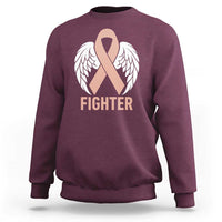 Endometrial Cancer Fighter Sweatshirt Peach Ribbon Angel Wings Survivor