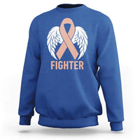 Endometrial Cancer Fighter Sweatshirt Peach Ribbon Angel Wings Survivor