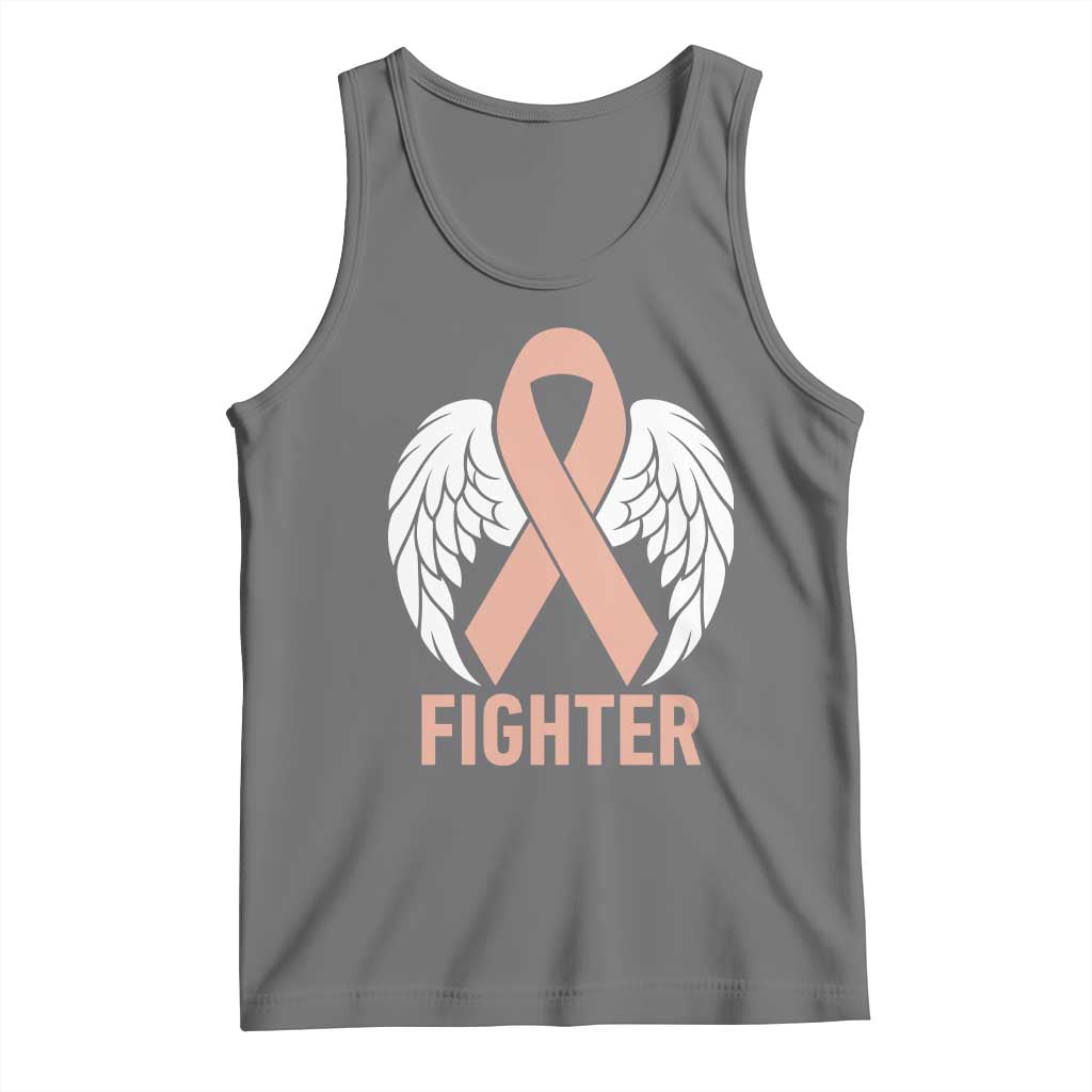 Endometrial Cancer Fighter Tank Top Peach Ribbon Angel Wings Survivor