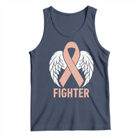 Endometrial Cancer Fighter Tank Top Peach Ribbon Angel Wings Survivor