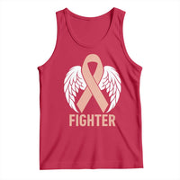 Endometrial Cancer Fighter Tank Top Peach Ribbon Angel Wings Survivor