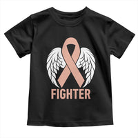 Endometrial Cancer Fighter Toddler T Shirt Peach Ribbon Angel Wings Survivor