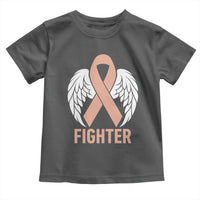 Endometrial Cancer Fighter Toddler T Shirt Peach Ribbon Angel Wings Survivor