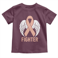 Endometrial Cancer Fighter Toddler T Shirt Peach Ribbon Angel Wings Survivor
