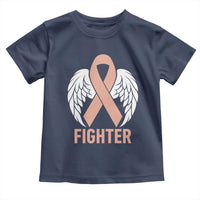 Endometrial Cancer Fighter Toddler T Shirt Peach Ribbon Angel Wings Survivor
