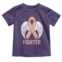 Endometrial Cancer Fighter Toddler T Shirt Peach Ribbon Angel Wings Survivor