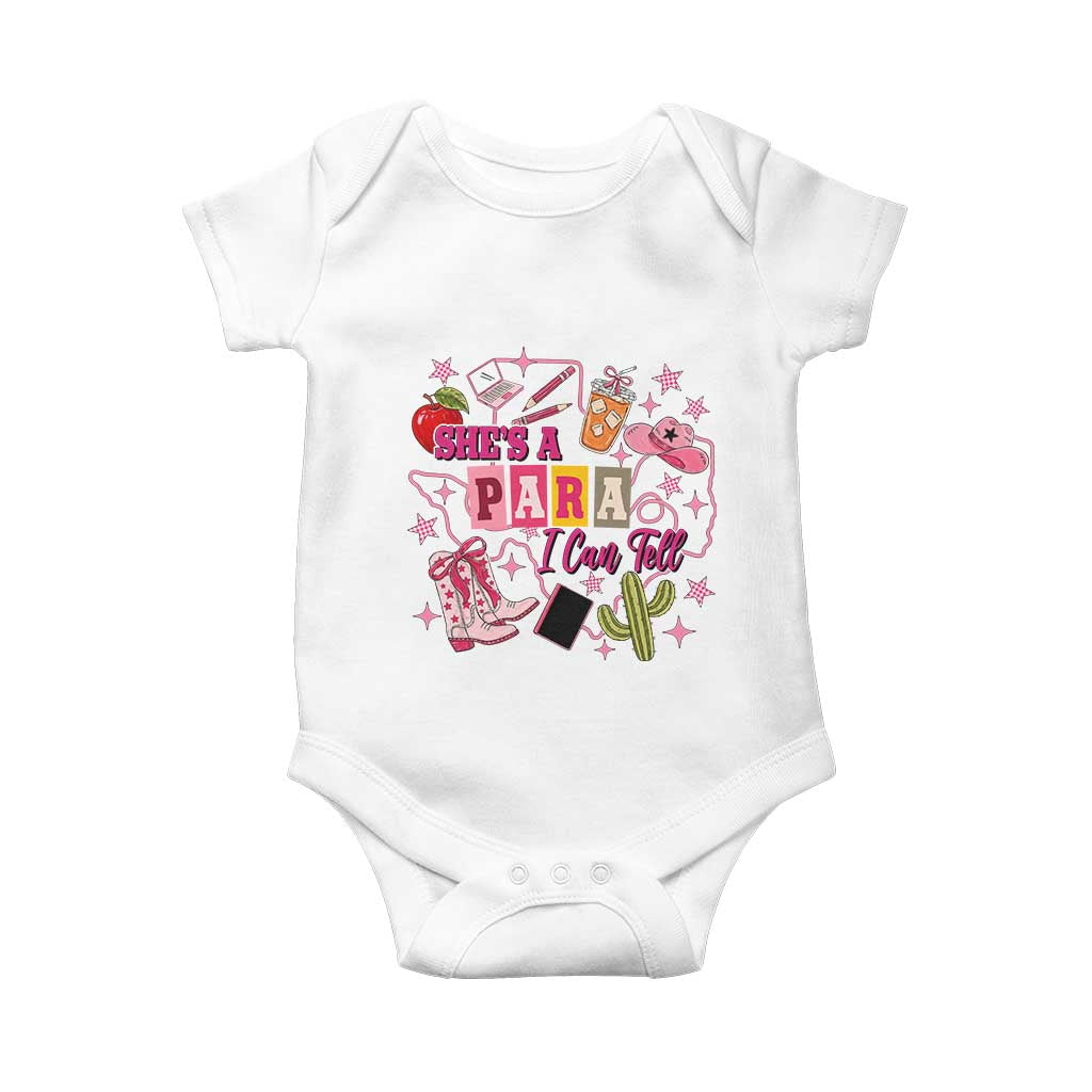 Funny Western Teacher Aide Graphic Baby Onesie She's A Para I Can Tell