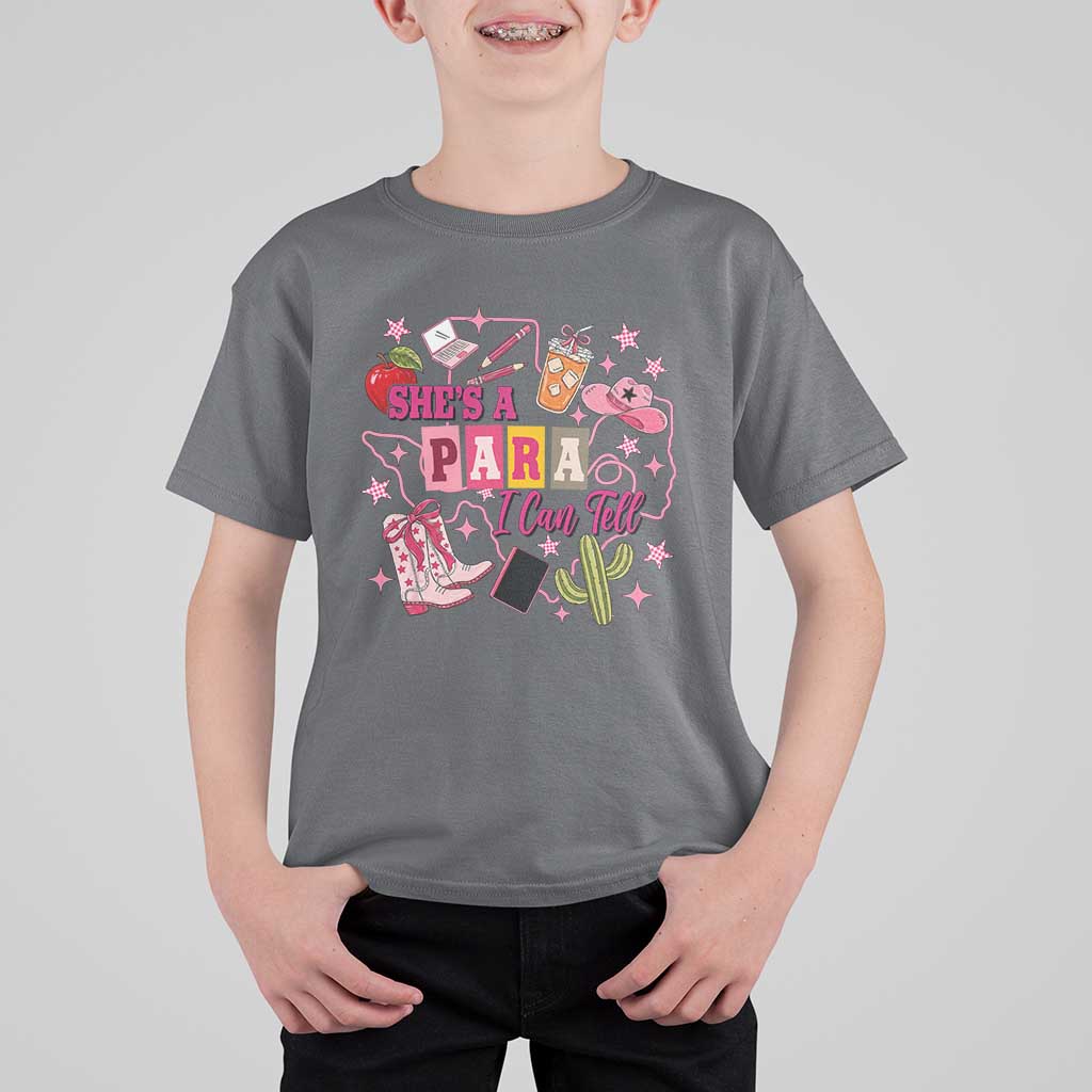 Funny Western Teacher Aide Graphic T Shirt For Kid She's A Para I Can Tell