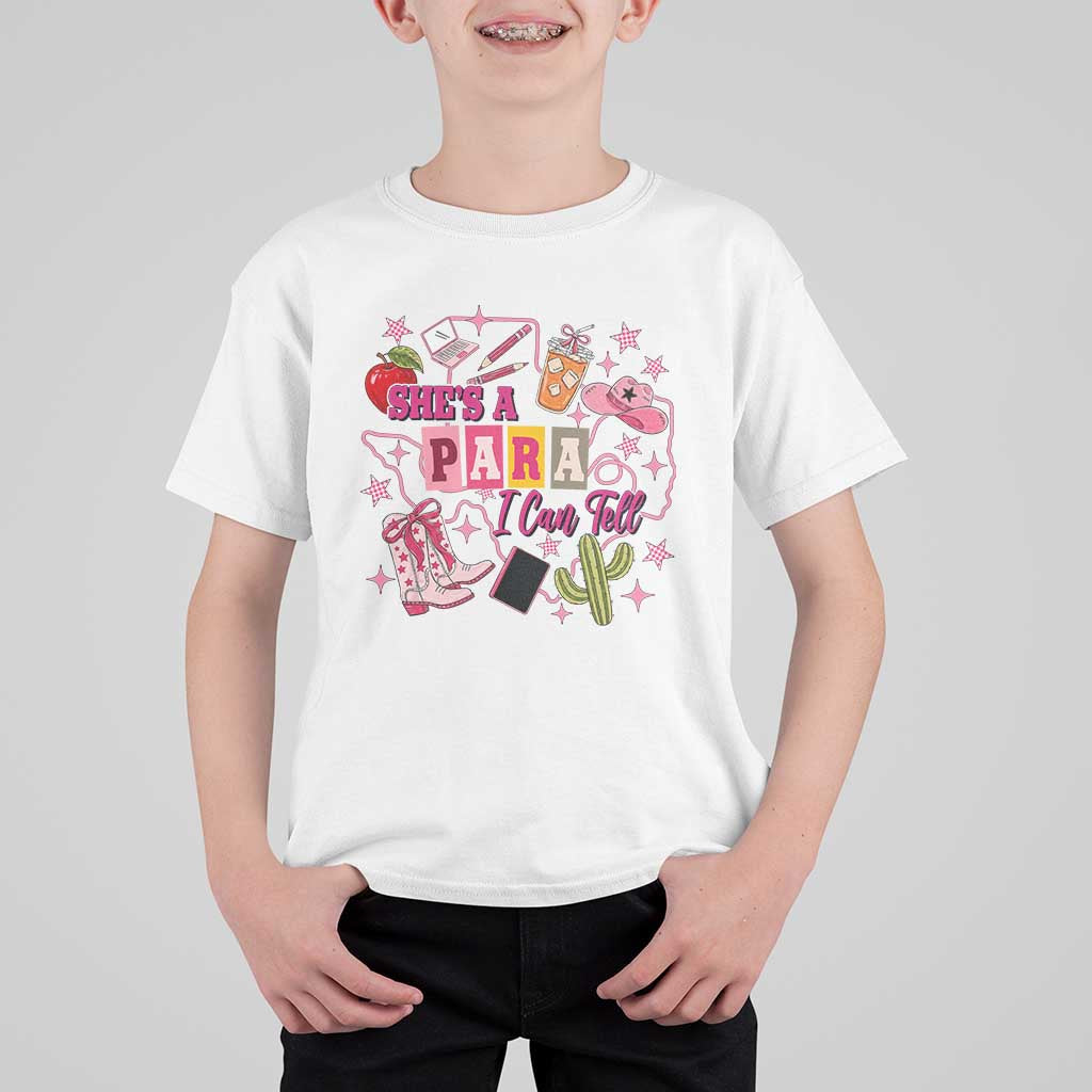 Funny Western Teacher Aide Graphic T Shirt For Kid She's A Para I Can Tell