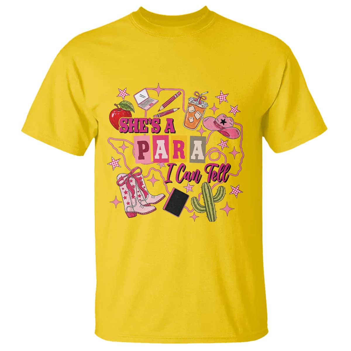 Funny Western Teacher Aide Graphic T Shirt She's A Para I Can Tell