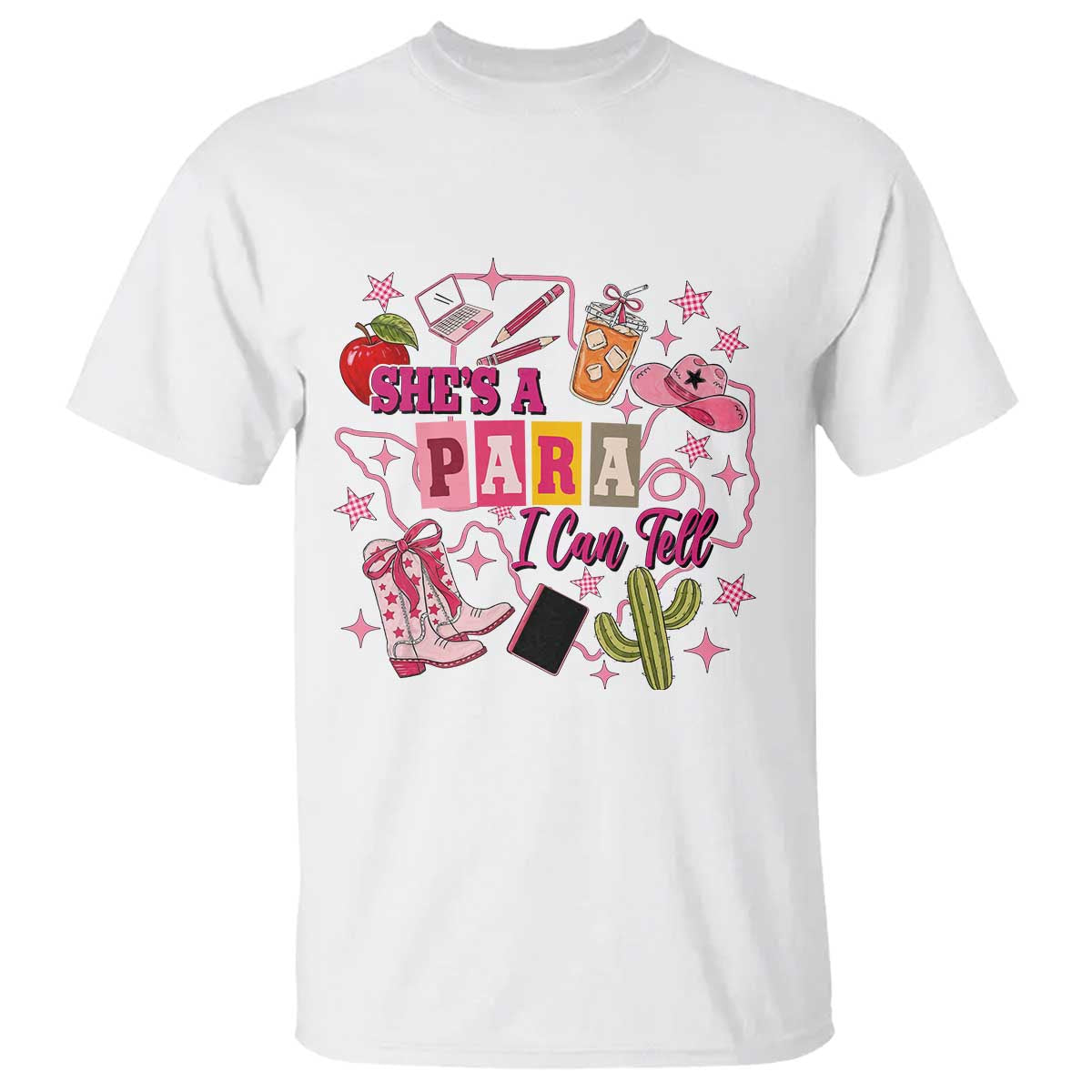 Funny Western Teacher Aide Graphic T Shirt She's A Para I Can Tell